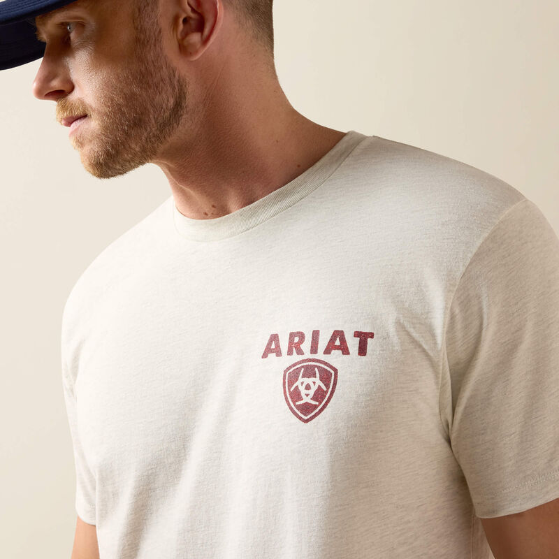 Ariat Trucker Freedom Flag T-Shirt-Oatmeal Heather