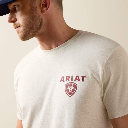 Ariat Trucker Freedom Flag T-Shirt-Oatmeal Heather