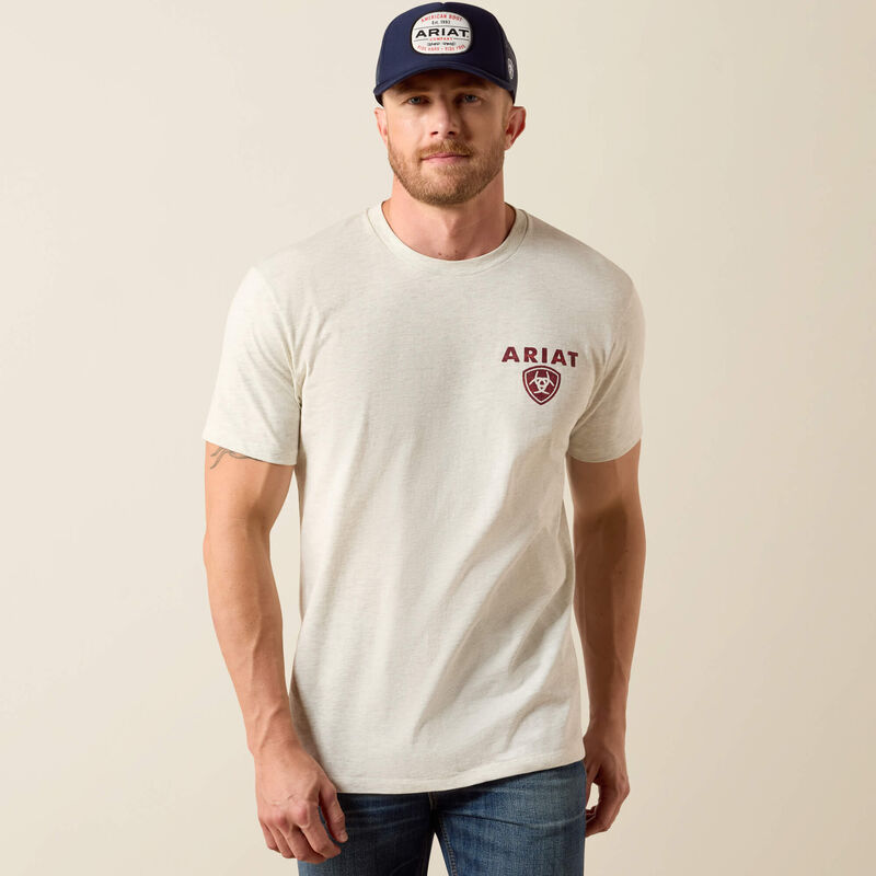 Ariat Trucker Freedom Flag T-Shirt-Oatmeal Heather