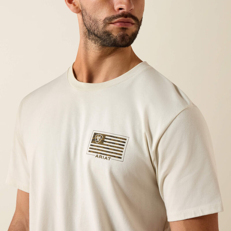 Ariat Buckle Flag Patriot T-Shirt-SILVER BIRCH