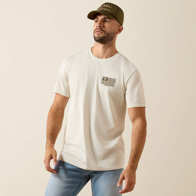 Ariat Buckle Flag Patriot T-Shirt-SILVER BIRCH