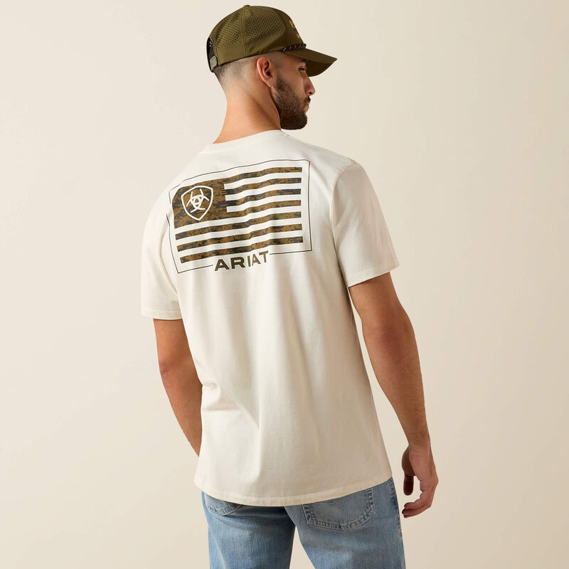 Ariat Buckle Flag Patriot T-Shirt-SILVER BIRCH