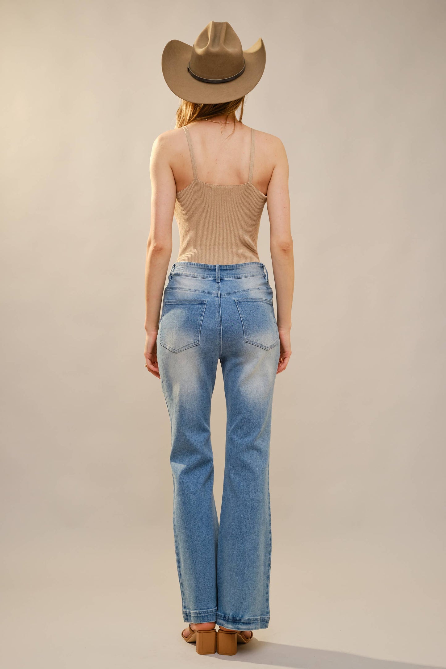 37313W Western Buckle Strap Ribbed Bodysuit