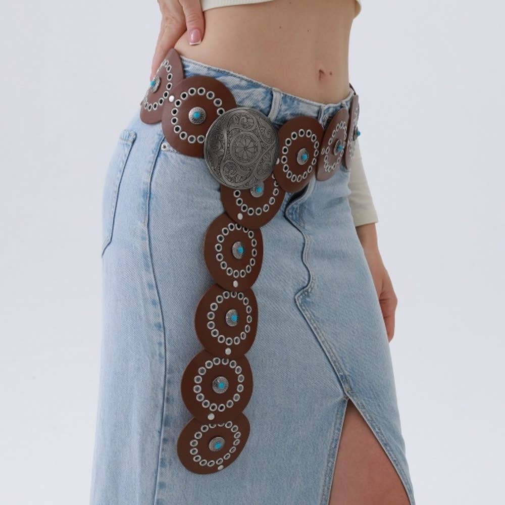 WESTERN CIRCLE BELT TURQUOISE EMBELLISHED, YB 8103