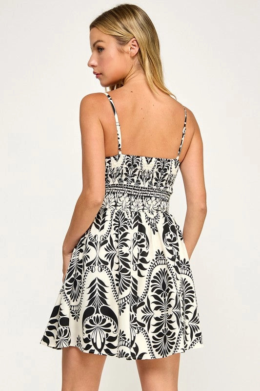 Bustier A-Line Paisley Pattern Mini Dress