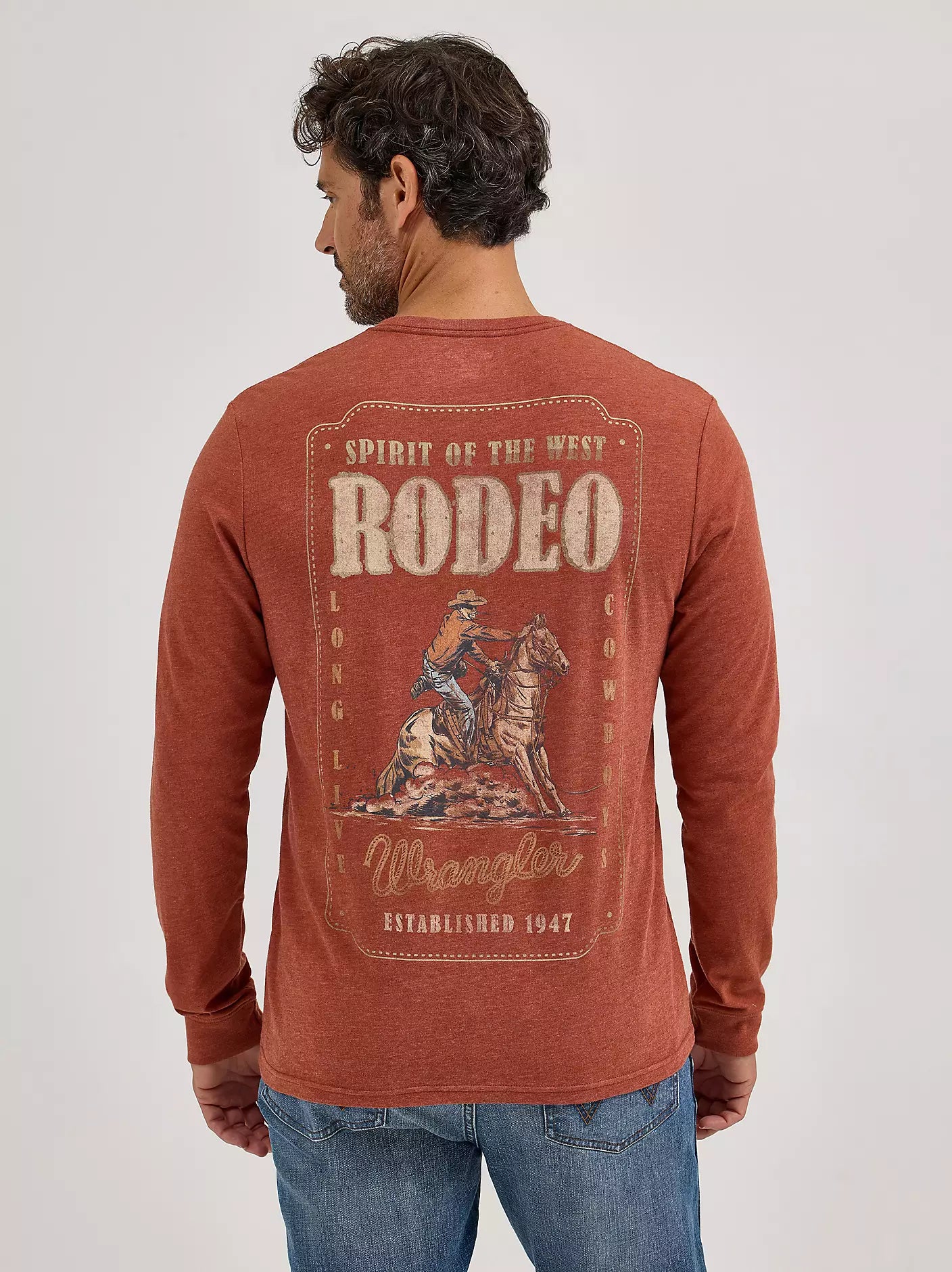 Wrangler Men's Long Sleeve Cowboy Back Graphic T-Shirt