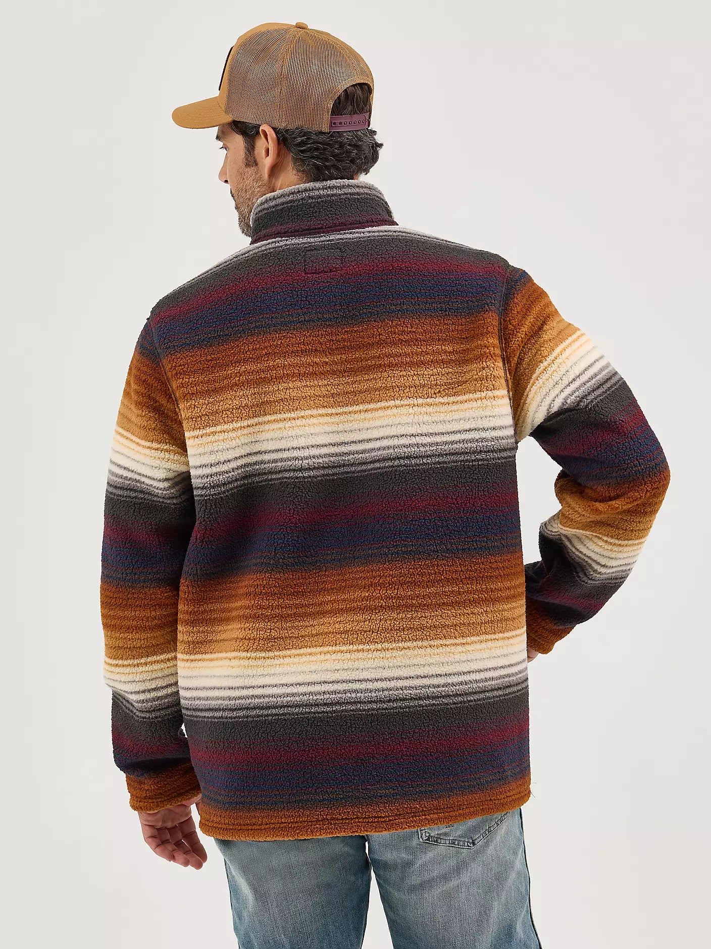 Men's Wrangler® Striped Quarter-Zip Sherpa Pullover