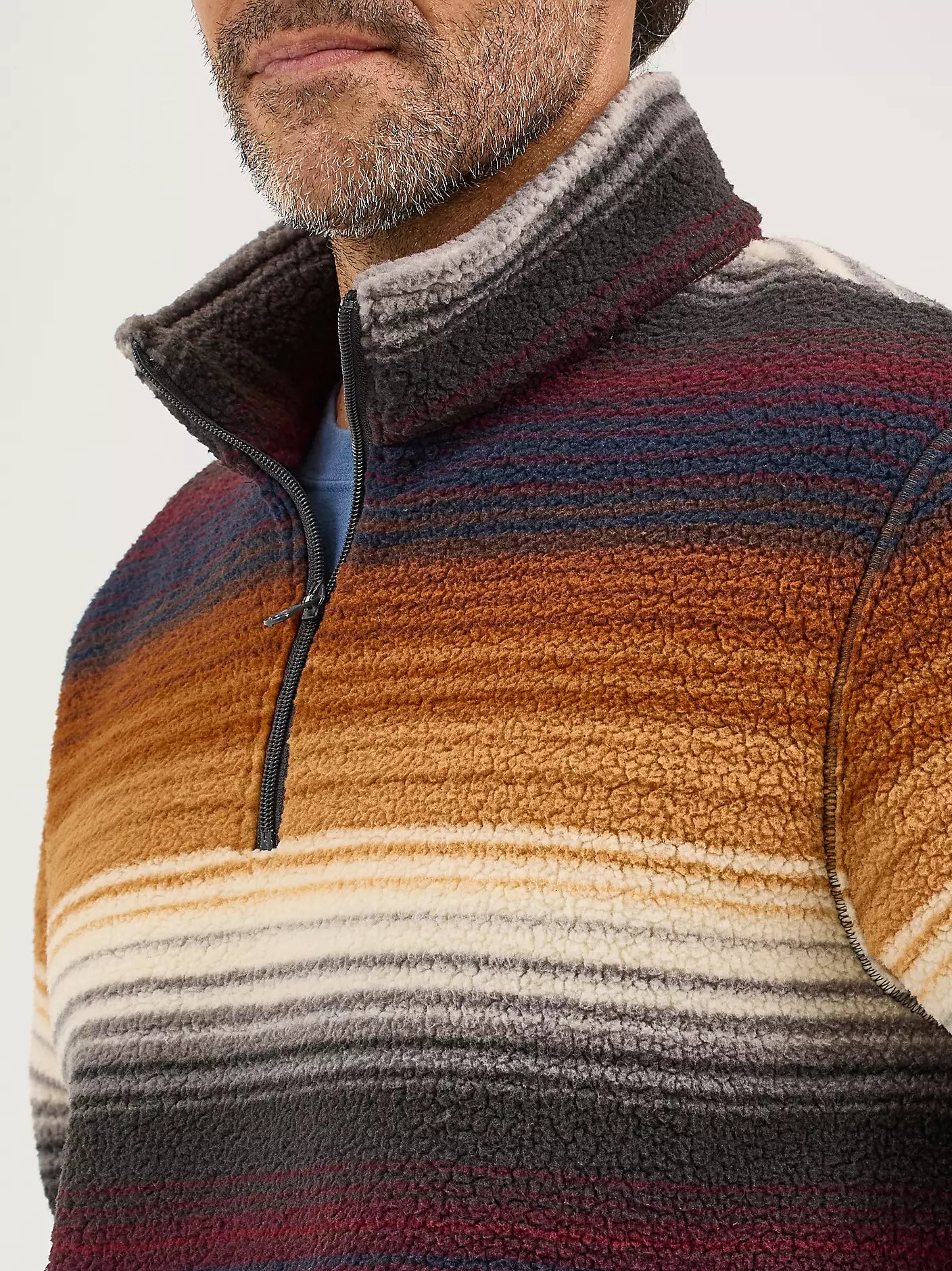 Men's Wrangler® Striped Quarter-Zip Sherpa Pullover