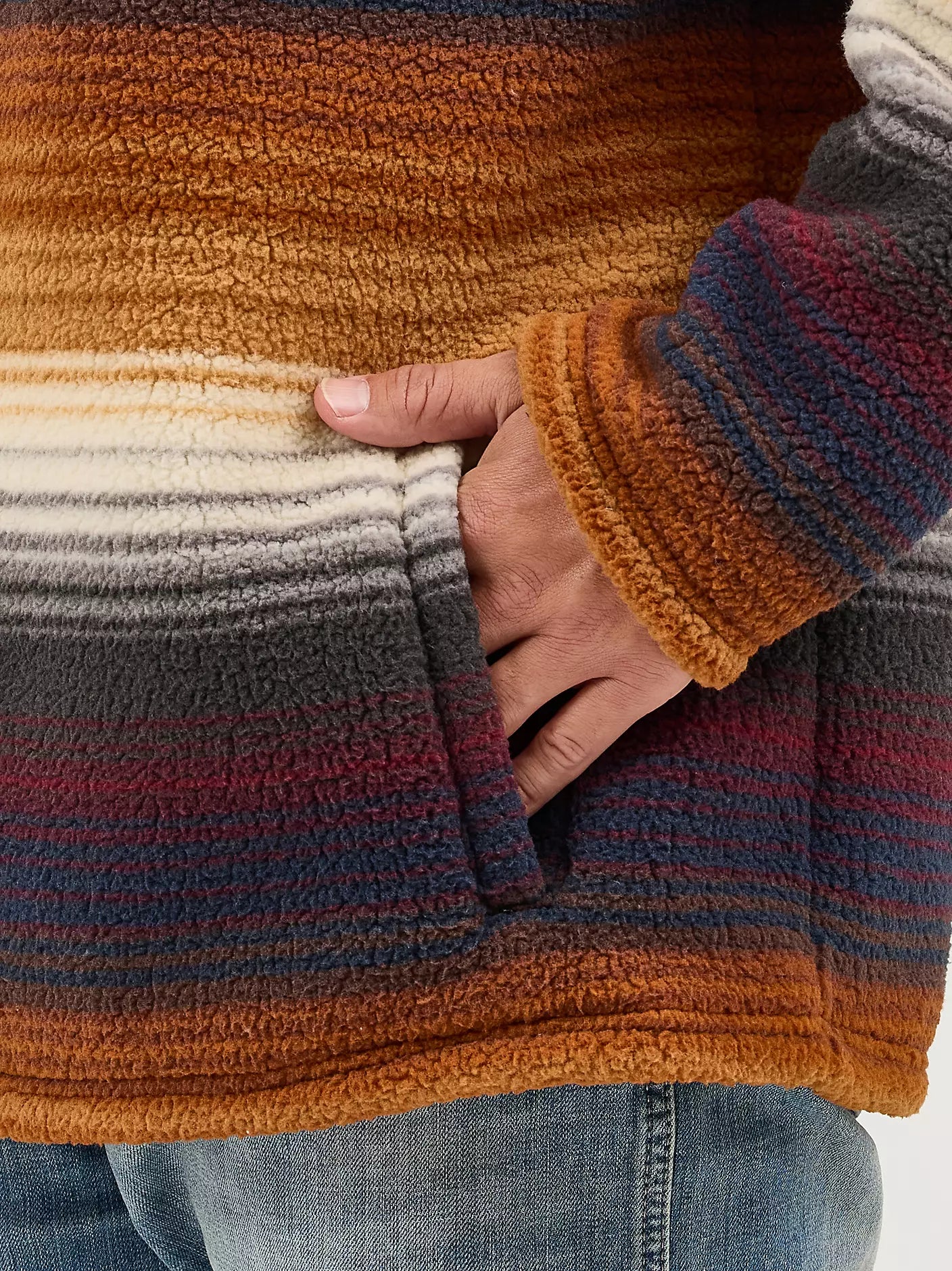 Men's Wrangler® Striped Quarter-Zip Sherpa Pullover