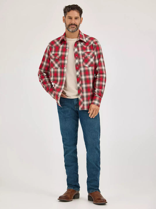 Men's Wrangler Retro® Long Sleeve Sawtooth Snap Pocket Western Shirt