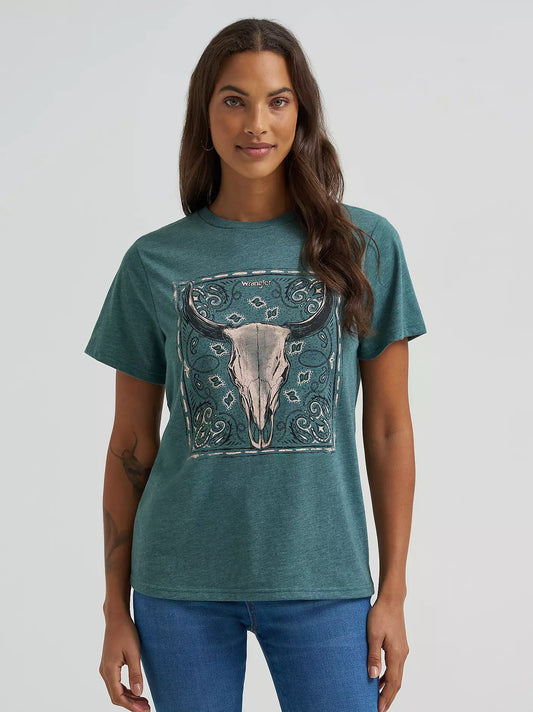 Women's Steer head Reg Fit Tee- Silver Pine