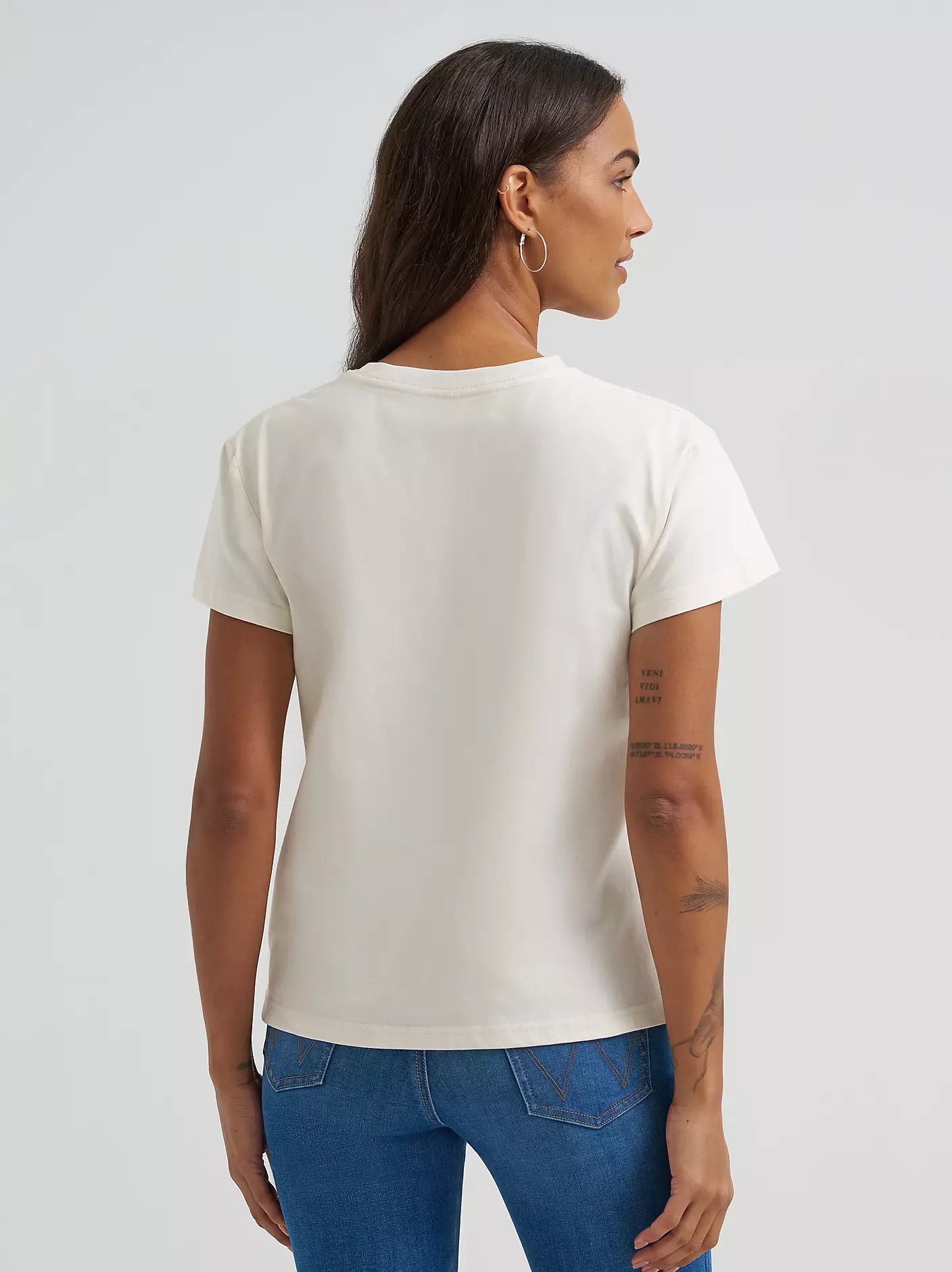 Women's Faded Cowgirl Retro Regular Fit Tee- Egret