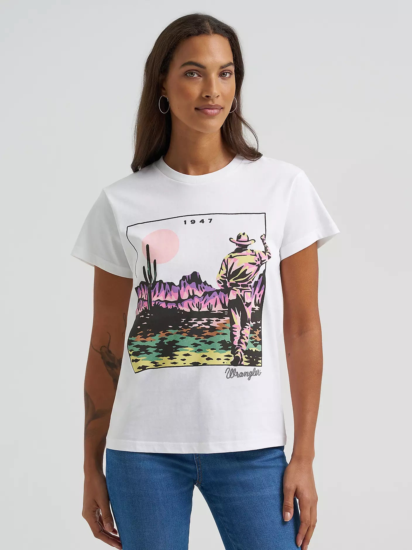 Women's Desert Vista Retro Regular Fit Tee- Bright White