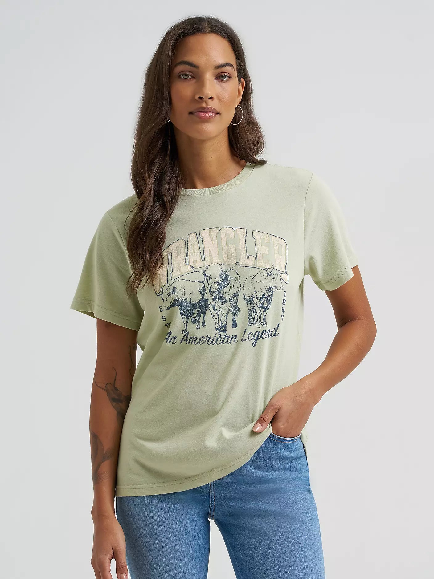 Women's American Legend Reg Fit Tee- Laurel Green