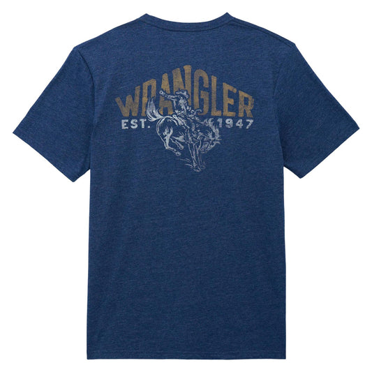 Wrangler® Graphic Short Sleeve Pocket T-shirt - Regular Fit - Dark Sapphire Heather