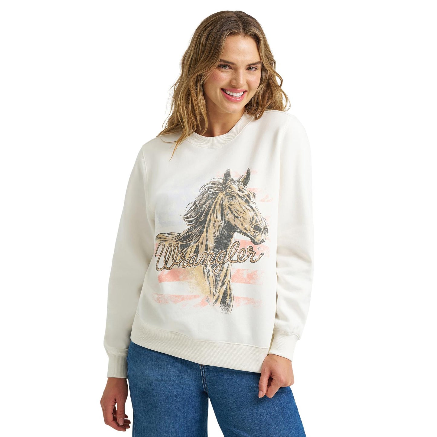 Wrangle Women's Americana Horse Graphic Fleece Reg Pullover-112379632