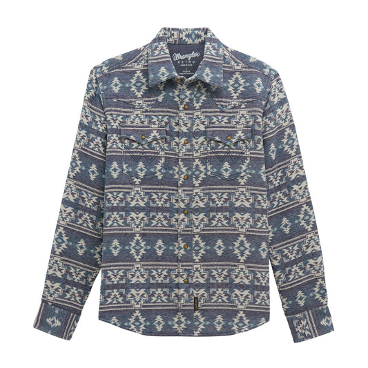 Wrangler Retro® Premium Long Sleeve Snap Shirt - Modern Fit - Navy