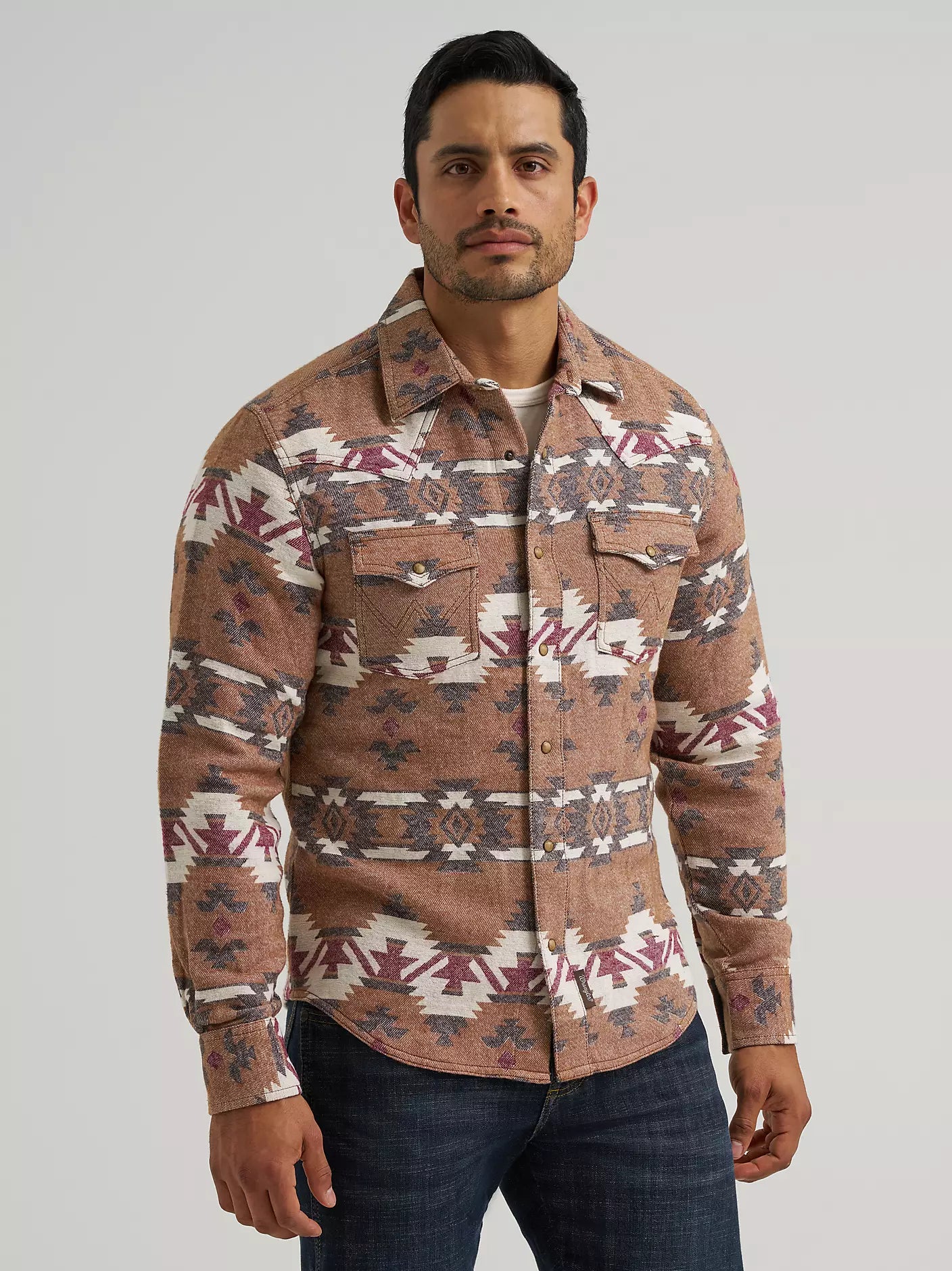 Men's Wrangler Retro® Premium Western Snap Jacquard Shirt- 112381532