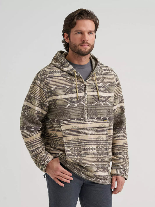 Men's Jacquard Quarter Zip Hooded Popover Jacket