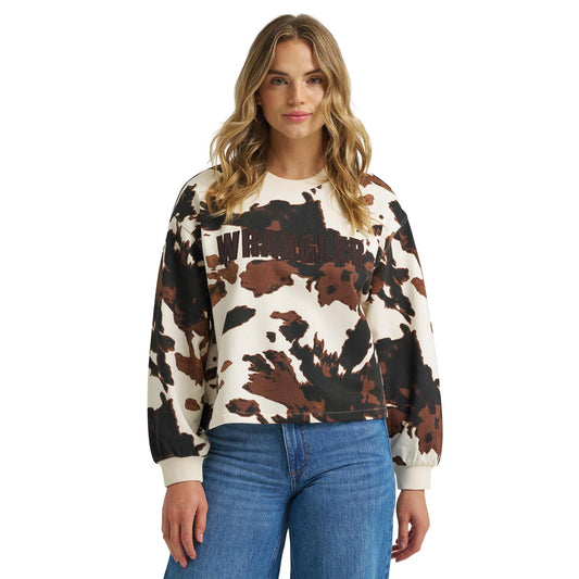 Wrangler® Crew Fleece - Oversized Fit - Cow Print - 112384040