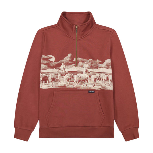 Wrangler Retro® Americana 1/4 Zip Sweatshirt - Rose - 112385419