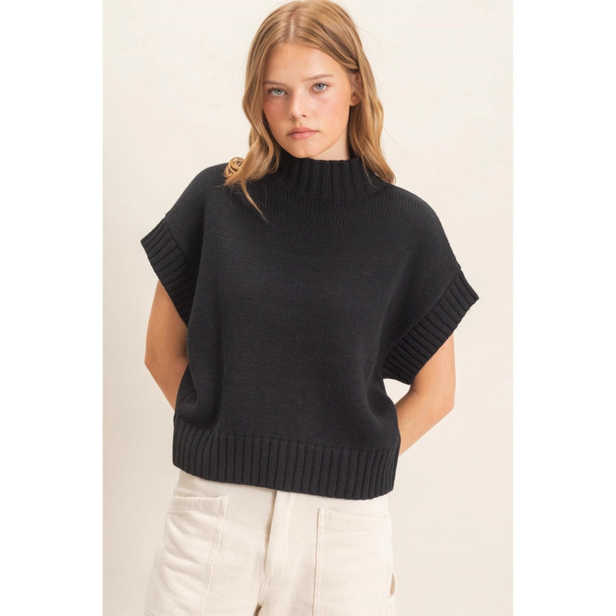 Ribbed Mock Neck Sweater Vest