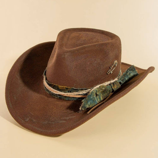 Vintage Safety Pin And Strap Western Cowboy Hat