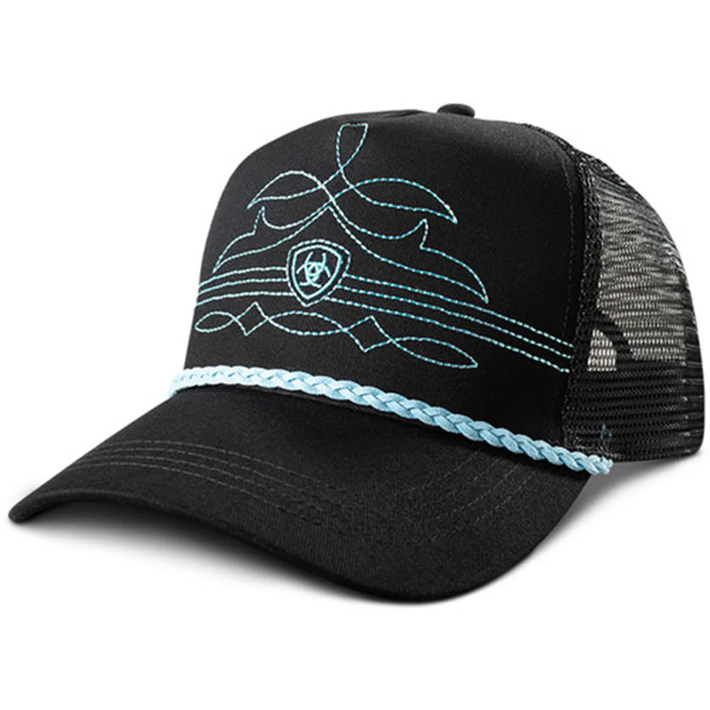Ariat Ladies Black & Turquoise Boot Stitch Cap