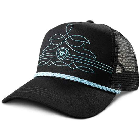 Ariat Ladies Black & Turquoise Boot Stitch Cap