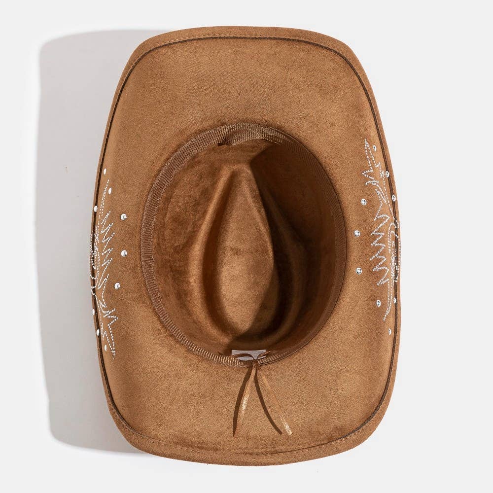 Studded Strap Rhinestone Decor Western Cowboy Hat