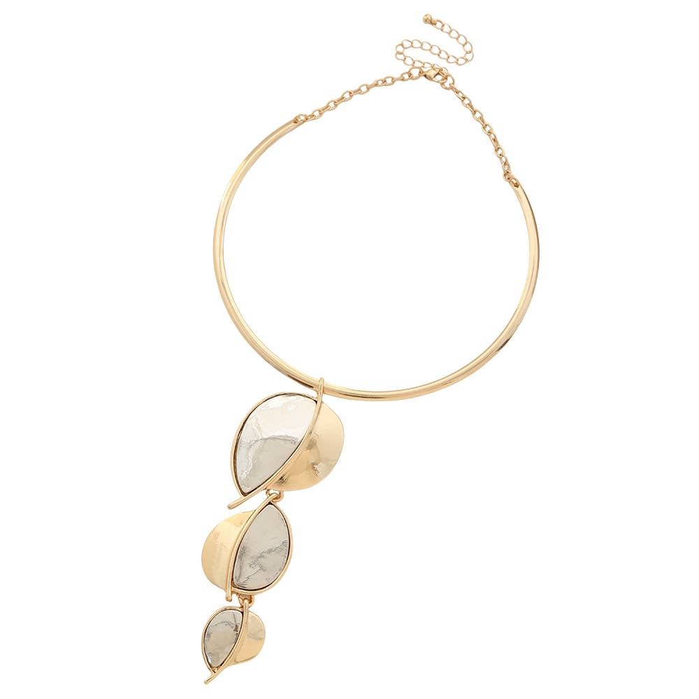 LINEAR DROP PENDANT CHOKER NECKLACE EARRING SET, TNE 3008