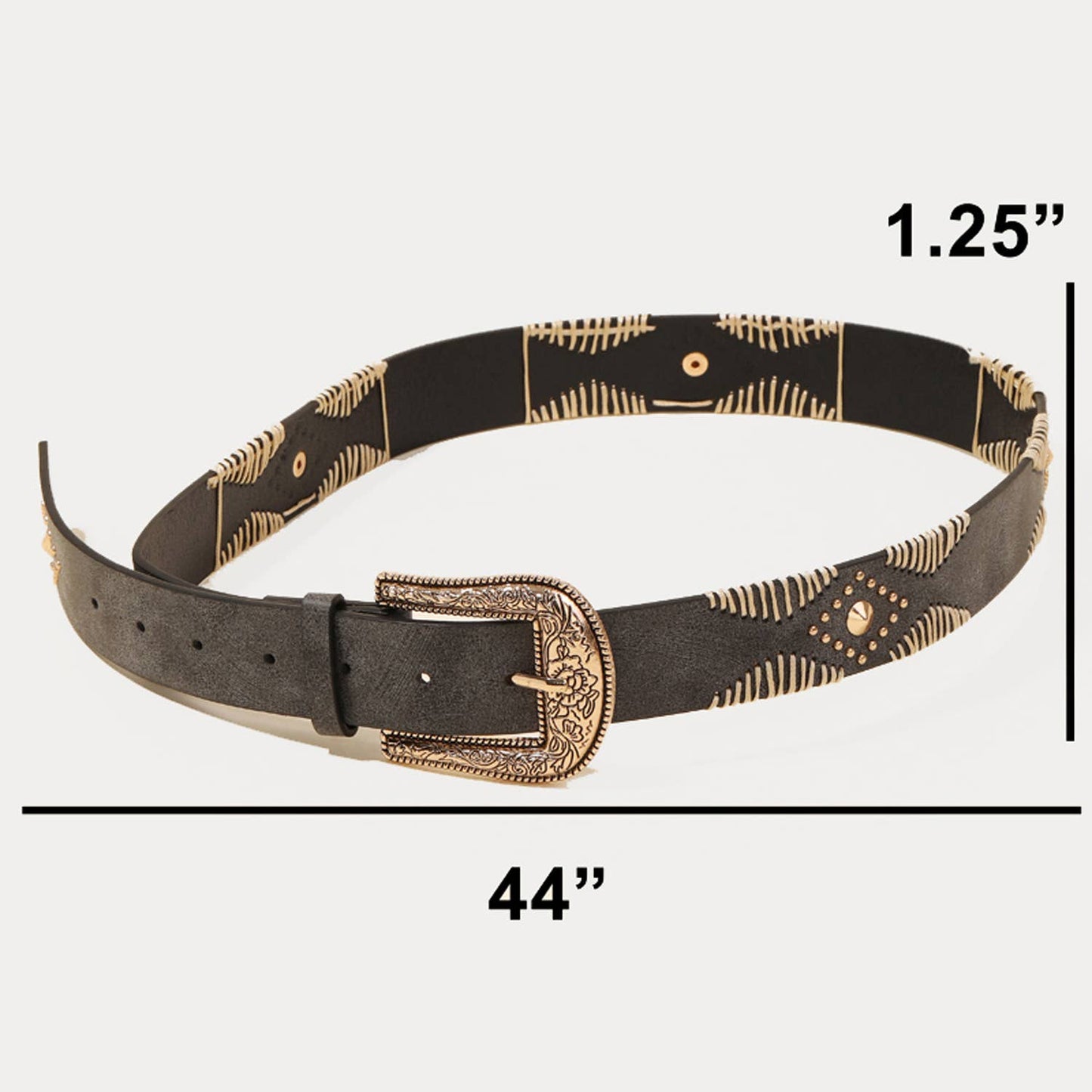 Western Floral Etched Buckle Belt