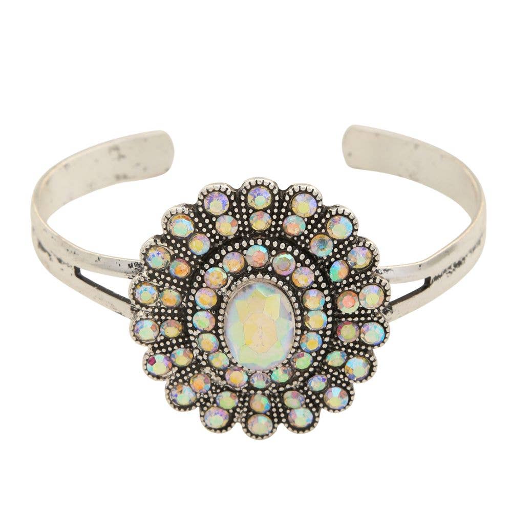 WESTERN RHINESTONE CONCHO METAL CUFF BRACELET, SB 2517