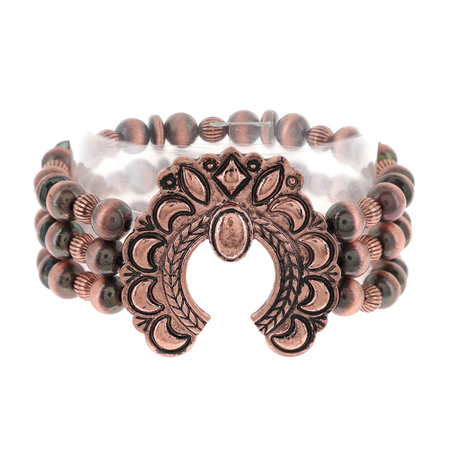 Western Squash Blossom 3 Layer Navajo Pearl Beaded Bracelet