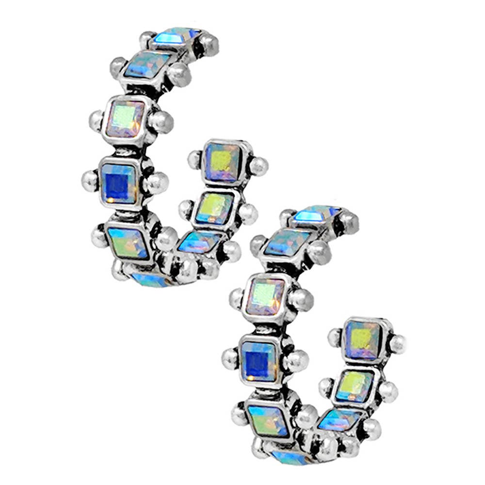 WESTERN RHINESTONE HOOP EARRING, AE 7389