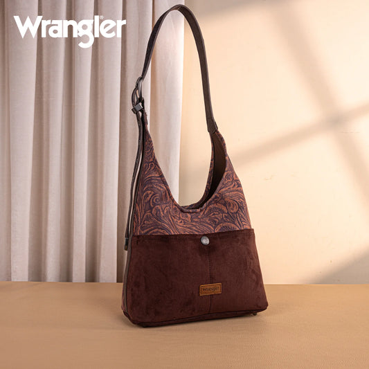 Wrangler Vintage Floral Printed Hobo Bag-Coffee