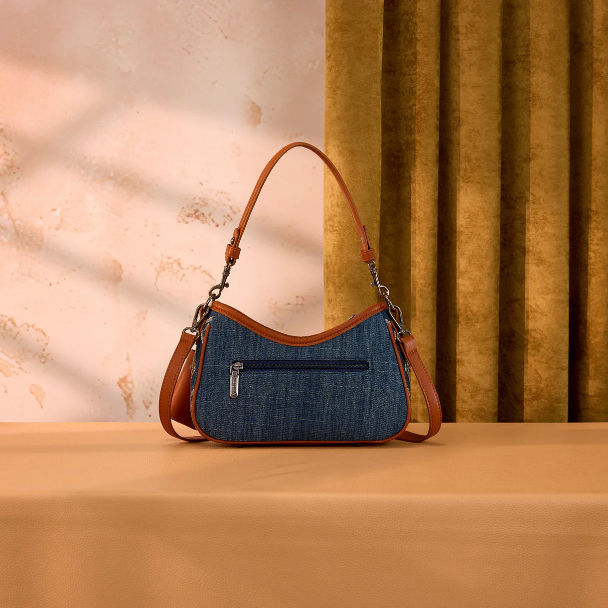 Wrangler Aztec Studded Denim Shoulder Bag with Mini Pouch - Jean