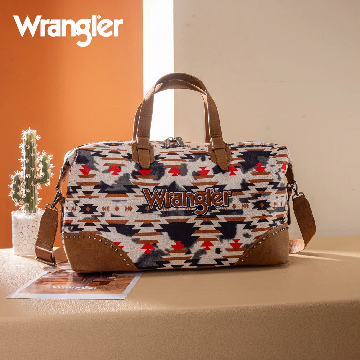 WG302-5110BR Wrangler Aztec Print Duffle/Crossbody -Brown