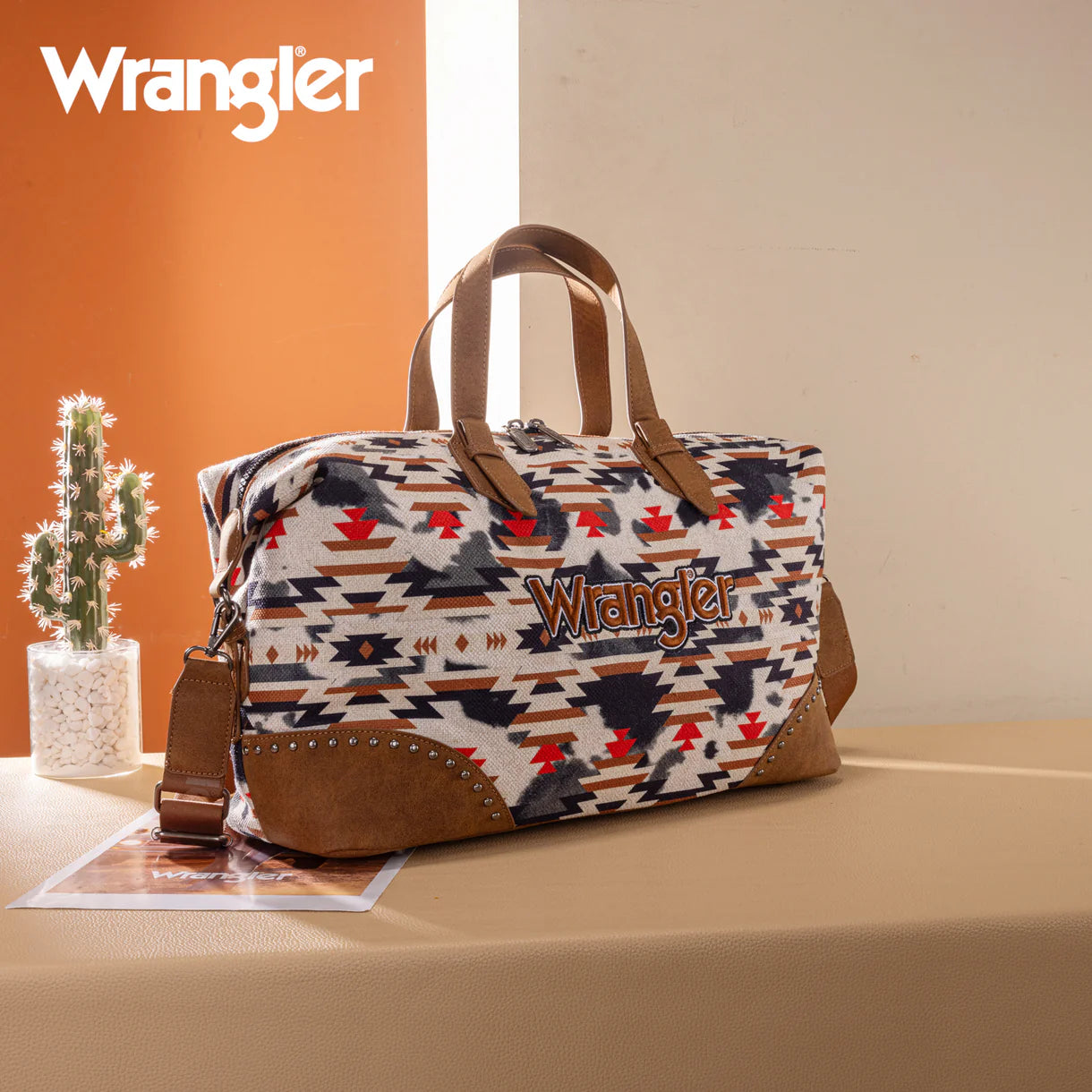 WG302-5110BR Wrangler Aztec Print Duffle/Crossbody -Brown