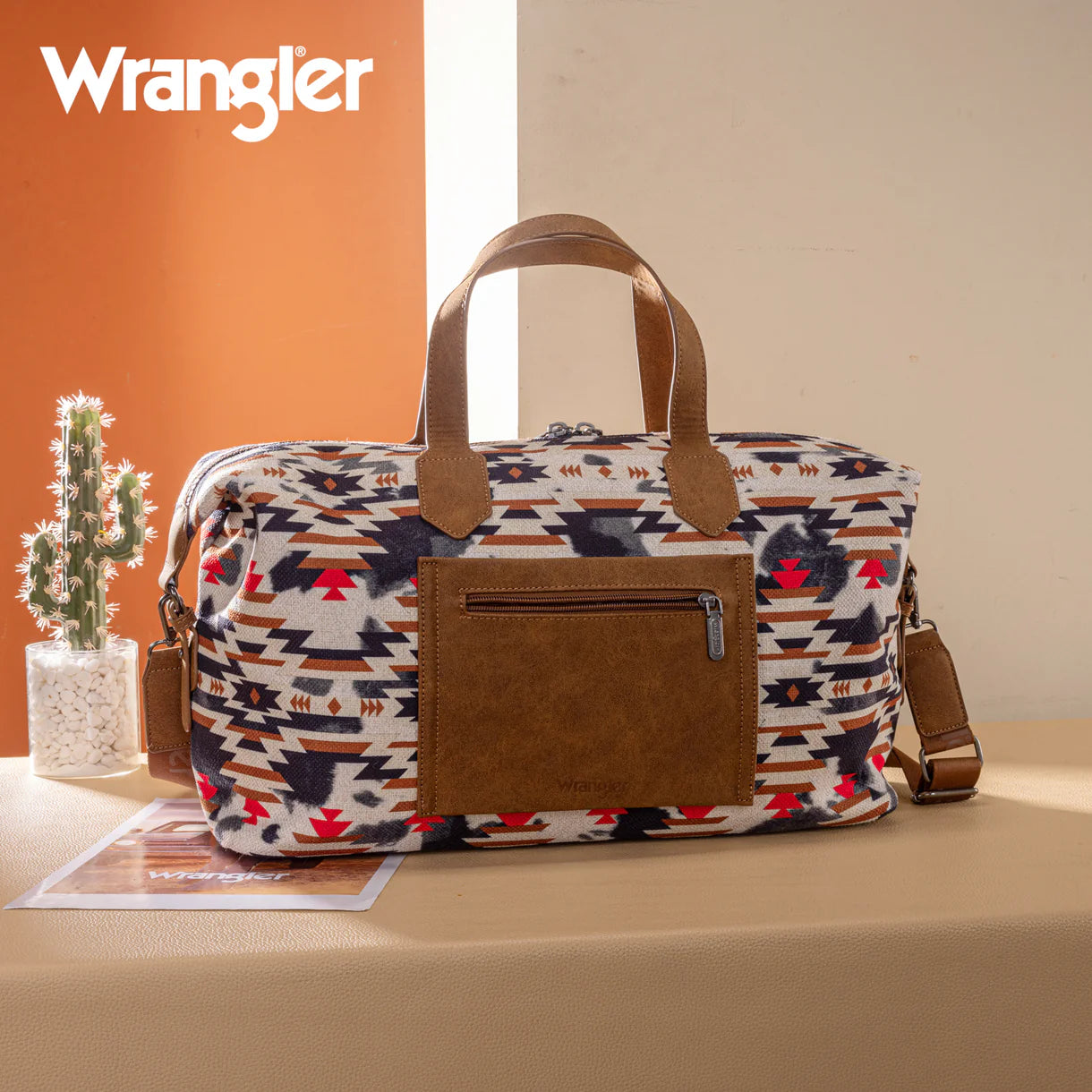 WG302-5110BR Wrangler Aztec Print Duffle/Crossbody -Brown