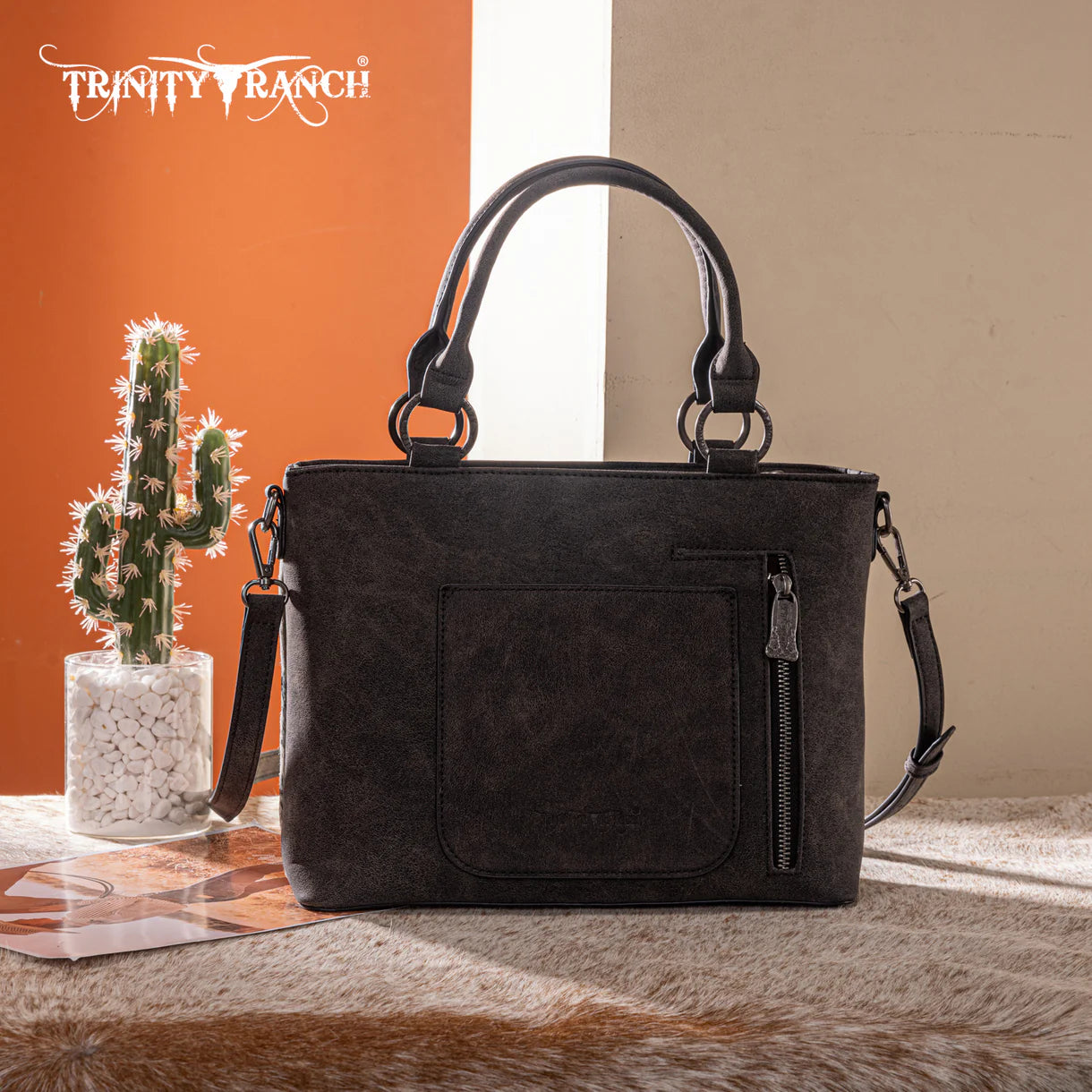 Trinity Ranch Genuine Hair-On Cowhide Collection Concealed Carry Tote
