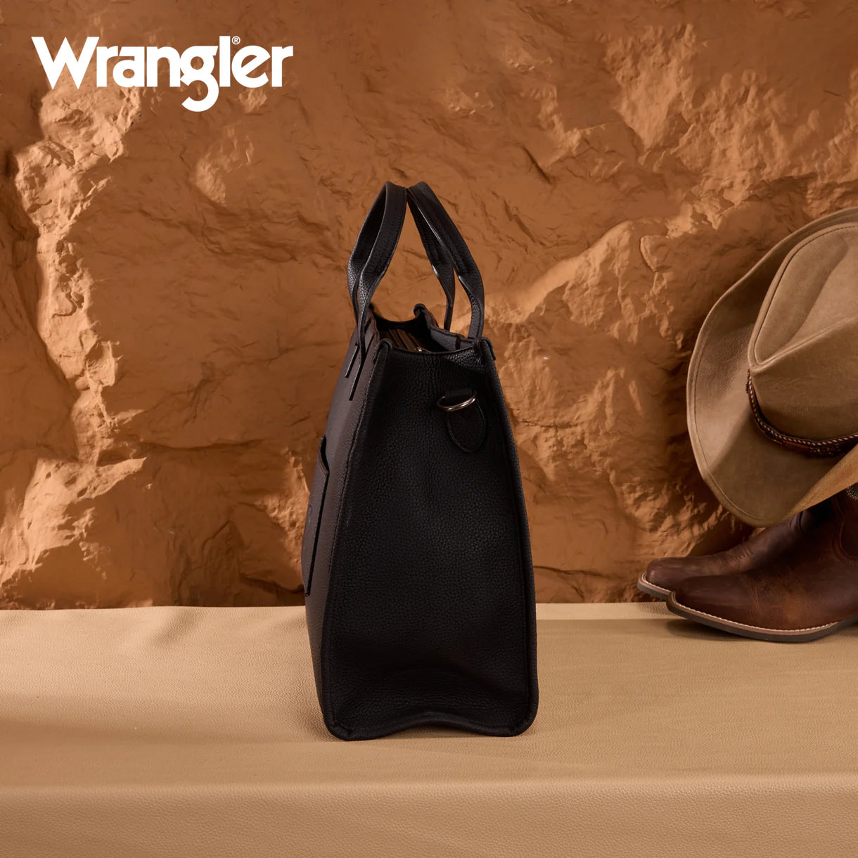 WG390-8110 Wrangler Structured Work Tote/Large Carry-All Tote/Crossbody with Pouch - Black
