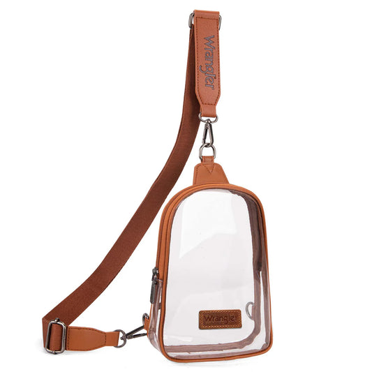 WG87-226 Wrangler Clear Sling Bag/Crossbody/Chest Bag - Brown