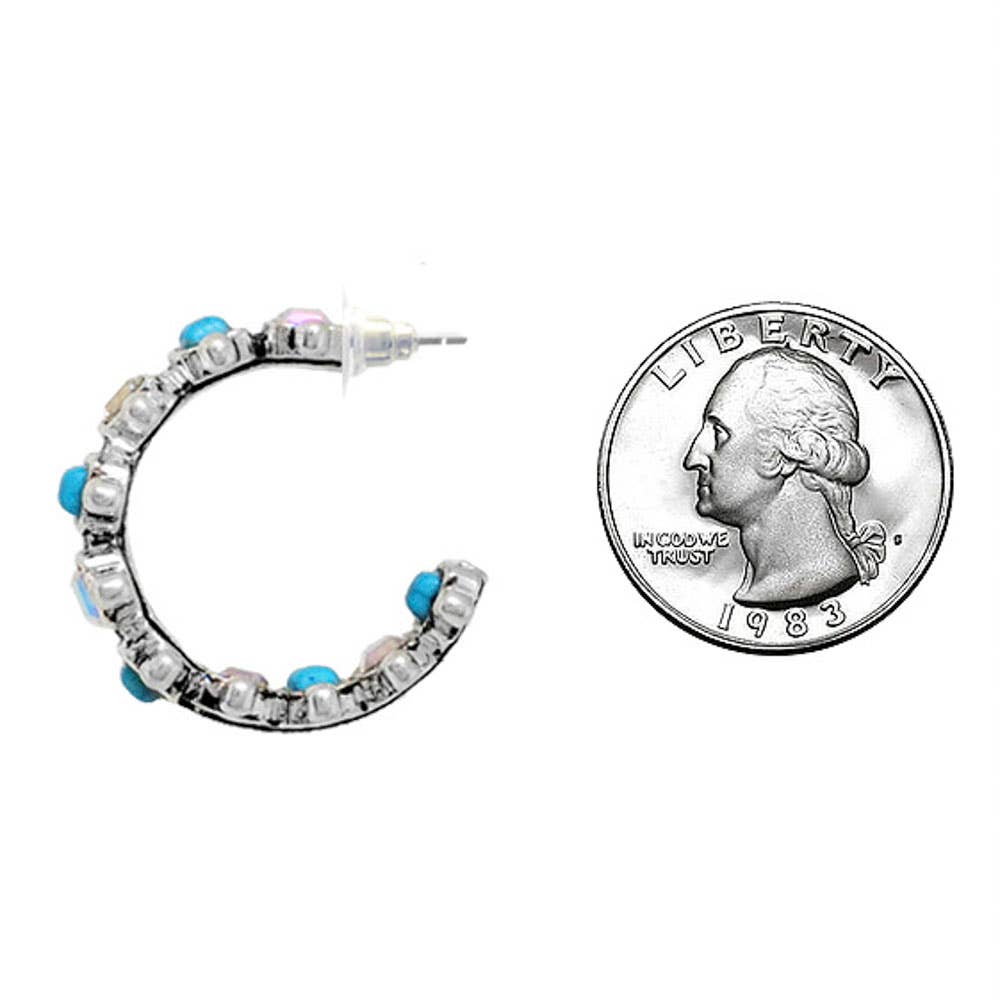 WESTERN RHINESTONE HOOP EARRING, AE 7389