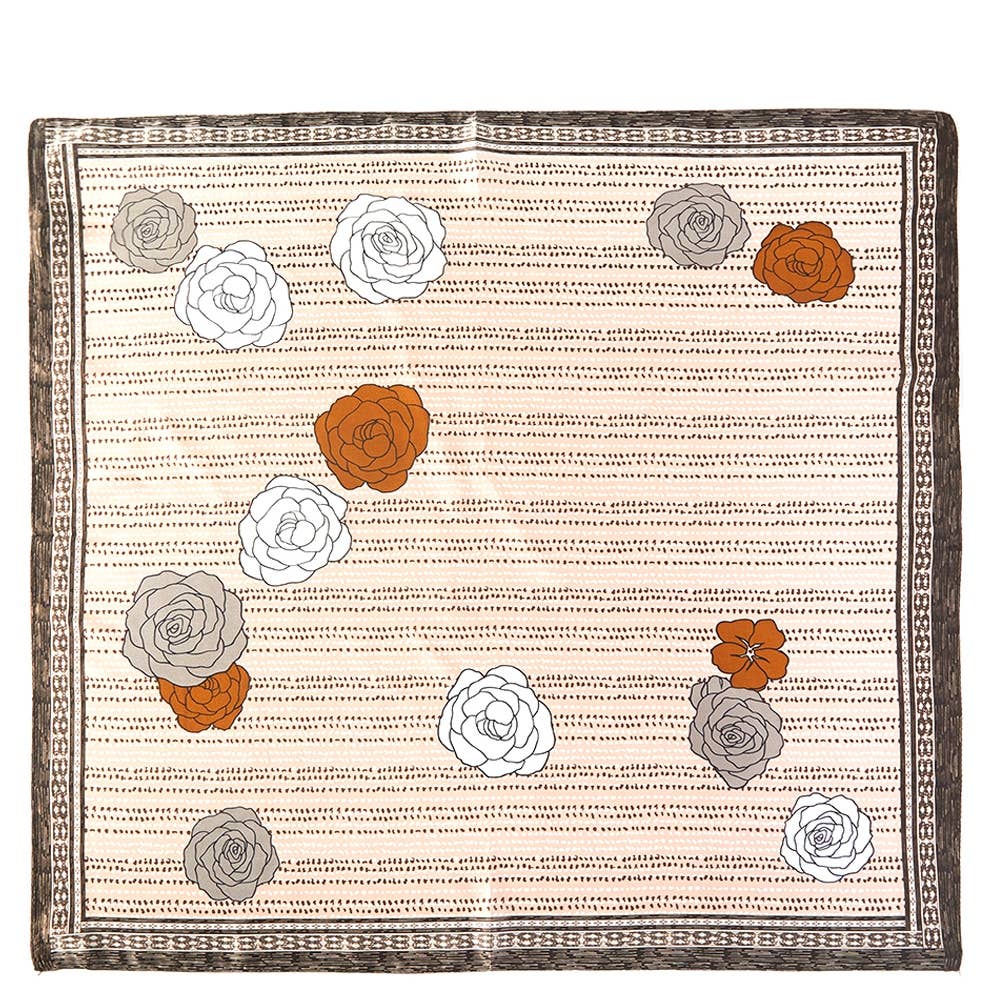 Rose Print Square Bandana Scarf
