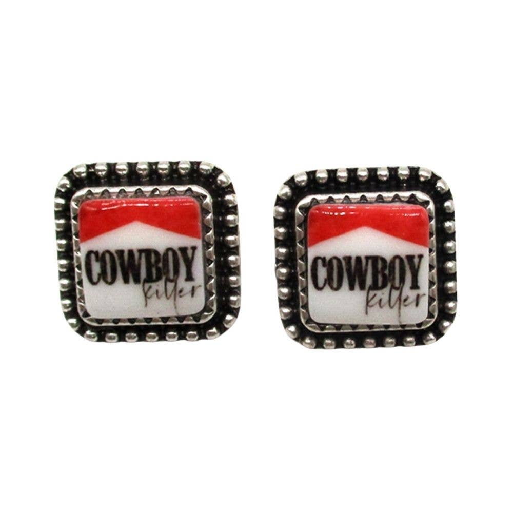 WESTERN COWBOY SQUARE POST EARRING, SE 2991