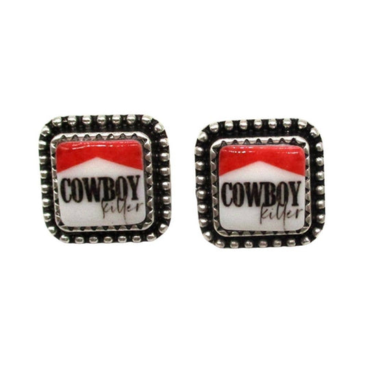 WESTERN COWBOY SQUARE POST EARRING, SE 2991