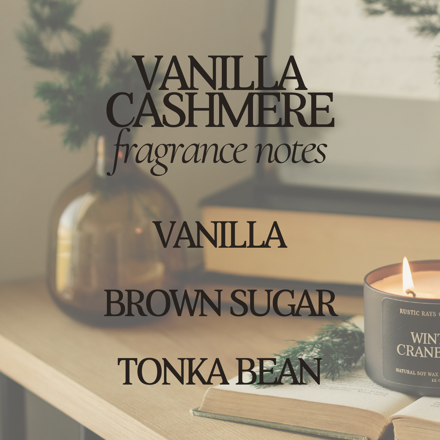 Vanilla Cashmere 12 oz Soy Candle - Winter Home Decor Gifts