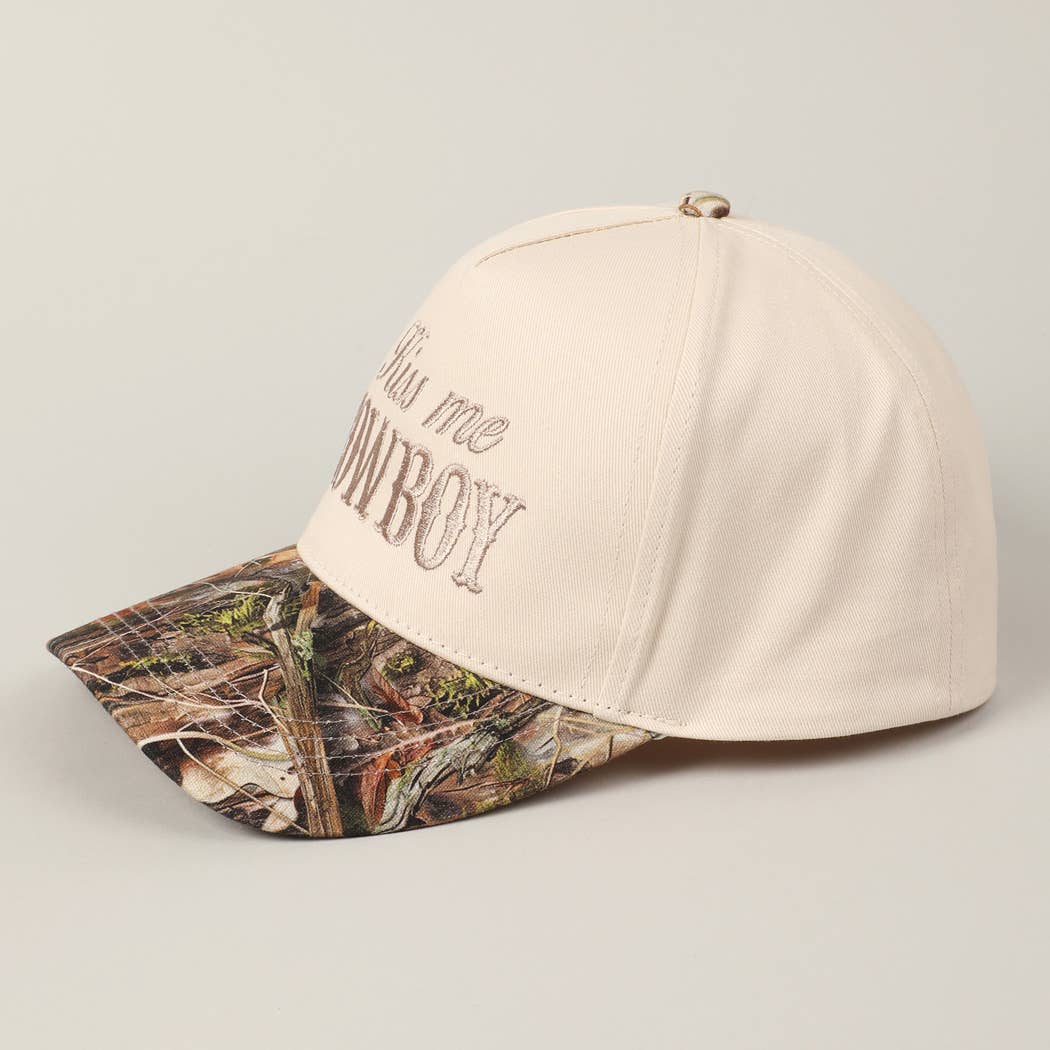 Kiss Me Cowboy Embroidery Two-Tone Cap