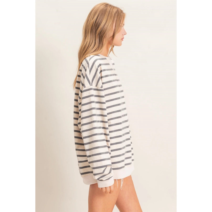 LStriped Long Sleeve Pullover